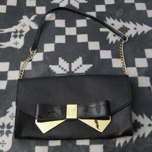 Anne Klein Black and Gold Shoulder Clutch Hand Bag